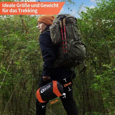 Сплячий мішок пуховий зимовий, 600FP+ преміум-пух, 12°C до -24°C, легкий та теплий для 3-4 сезонів, кемпінг, трекінг, чорний 7°C (оранжевий 0°C)