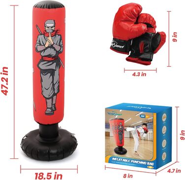 Дитячий боксерський мішок-іграшка з боксерськими рукавичками, надувний, для хлопчиків та дівчаток, для фітнесу та зняття стресу