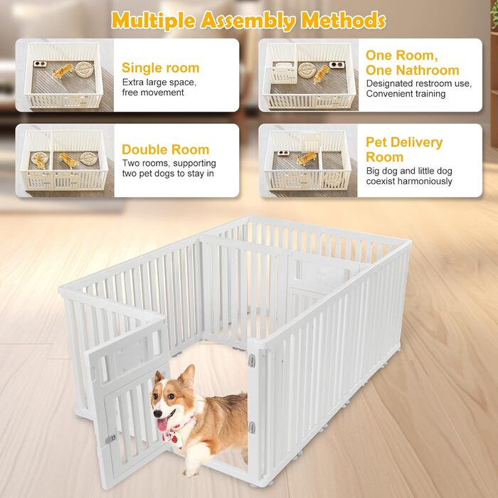 Клітка-вигул для цуценят та собак CEIEVER, 186x126x75 см, біла