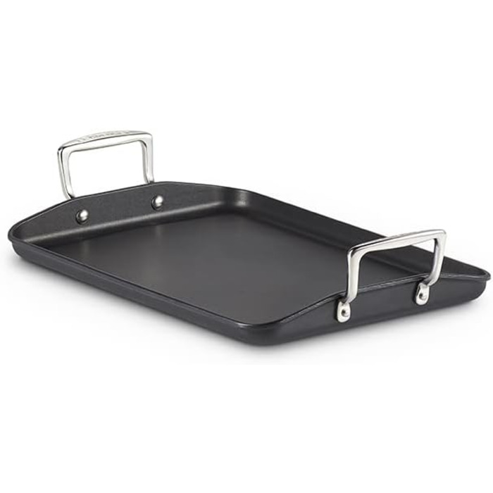 Гриль-плита Le Creuset 35x25 см з антипригарним покриттям, алюмінієва, для всіх типів плит, індукція, антрацит/срібло