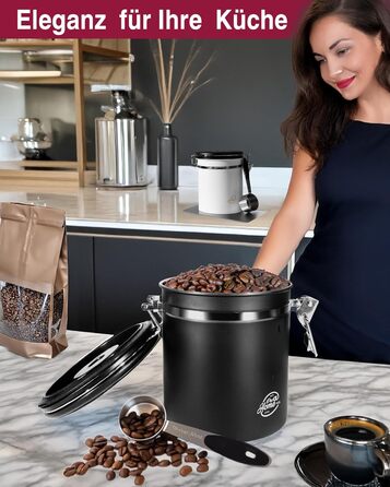 Контейнер для кави Kaffeedose: герметичний, 500г, нержавіюча сталь, 1,5л, з дозатором та календарем, у подарунковій коробці