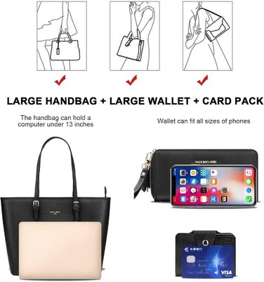 Жіноча сумка-шопер URAQT чорного кольору зі шкіри з помпоном з хутра кролика та брелоком - для офісу, школи, покупок