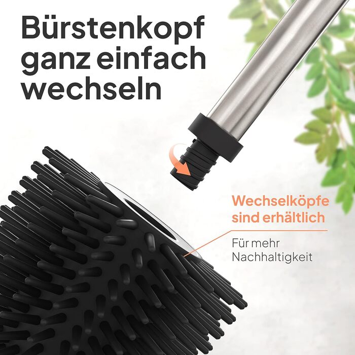 Набір для чищення унітазу TORBING з нержавіючої сталі та силікону - елегантна щітка з тримачем, антибактеріальна поверхня