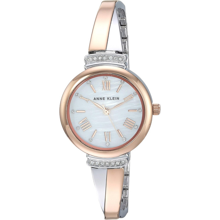 Жіночий набір годинника та браслетів Anne Klein Premium з кристалами, колір рожеве золото та срібло