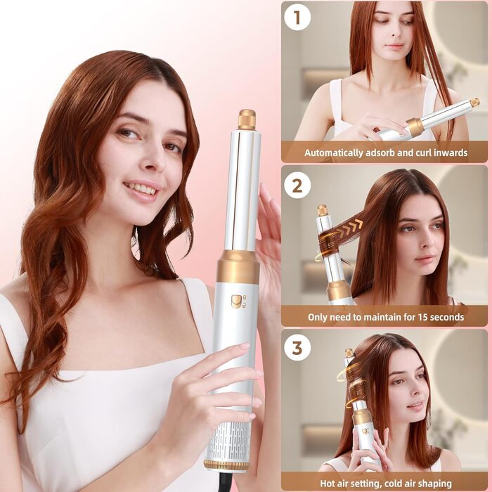 Pro Airbrush Air Styler 6 в 1: Фен-щітка, плойка, випрямляч для волосся, 1000W (білий)