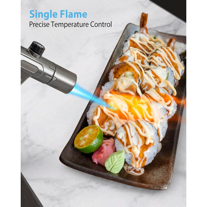 Пальник RONXS Flambierbrenner для приготування Crème Brulée, кухонний, з регульованою полум'ям, чорний