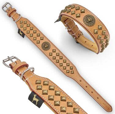 MICHUR Diego Beige Leine, Leather Dog Lead, Flat Lead, Leather Lead for Dogs, MATCHES the Diego Brown Beige Gold Collar, Size 150cm x 2.5cm (Neck circumference 47-54cm)