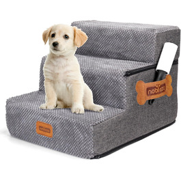 Східці для собак Nobleza: 3 сходинки для маленьких собак, котів, на ліжко, диван. З роликом для шерсті