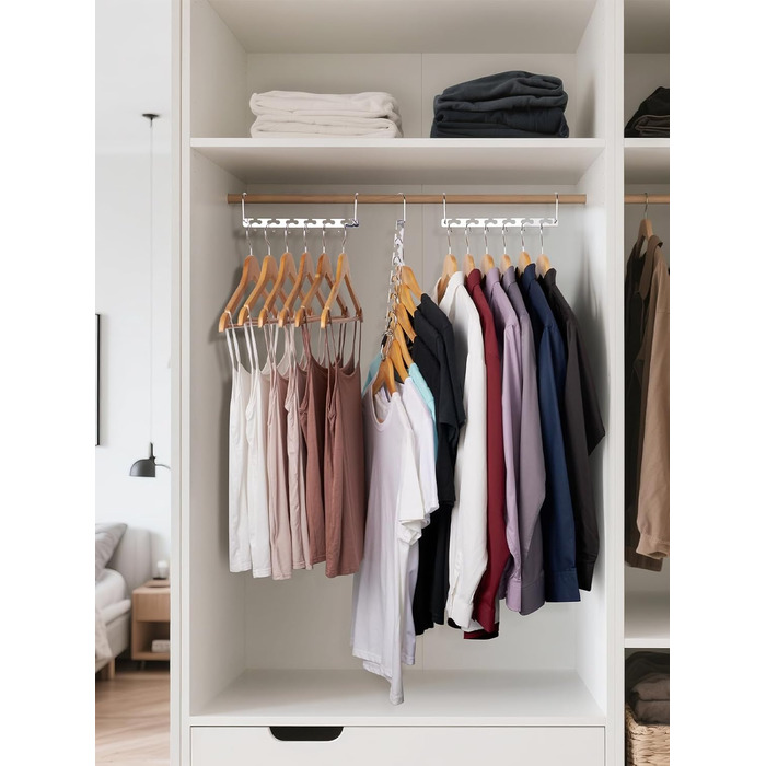 Набір з 4 металевих вішалок HOUSE DAY: економія місця, неслизьке покриття, для шафи, організація простору, ідеально як подарунок