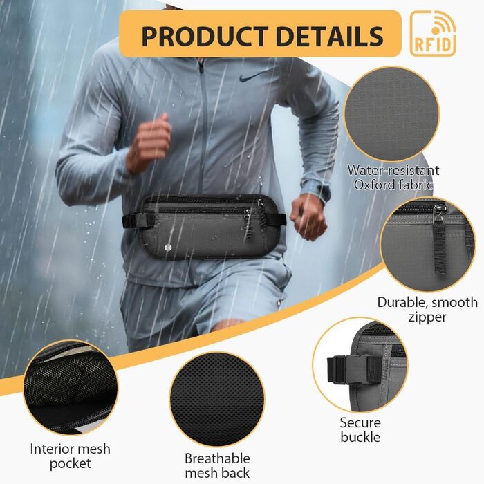 Чоловіча/Жіноча поясна сумка DiULi, чорна/темно-сіра, для подорожей, спорту та активного відпочинку