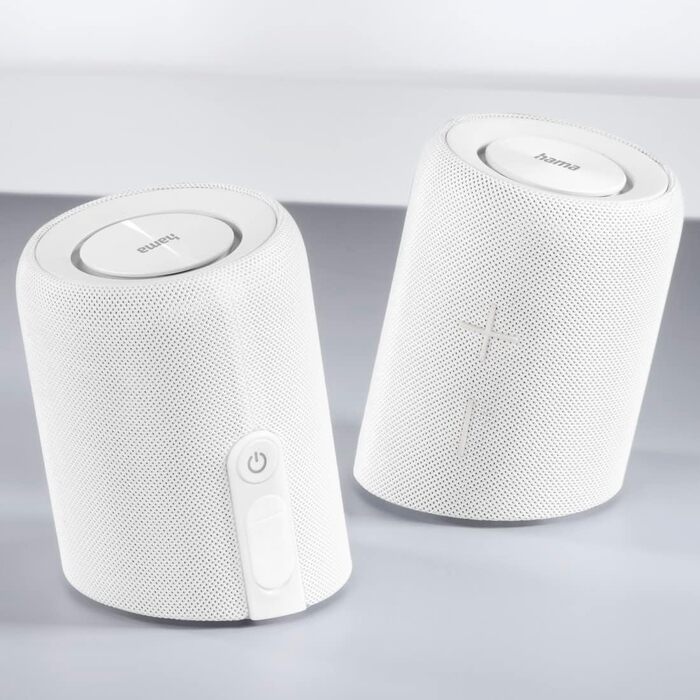Hama Twin 3.0: Набір 2 Bluetooth-колонок, водонепроникні 30W, білі. TWS, IP67, до 10 год роботи