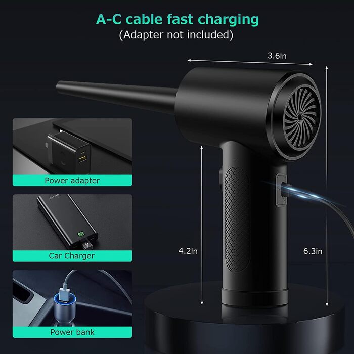 Електричний пилосос-бластер VANBAR для чищення клавіатури, диванів, авто та офісної техніки. Акумулятор 7600mAh, 3 швидкості, USB-зарядка, щітка.