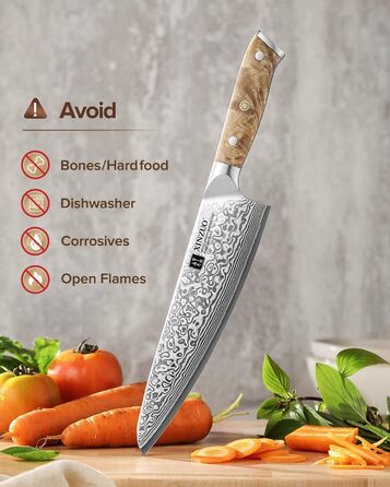 Ніж шеф-кухаря XINZUO Kiritsuke Damast, 14.8 см, сталь 10Cr15CoMoV, рукоять з клена, для м'яса, риби, овочів
