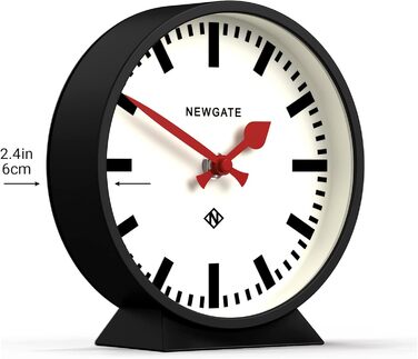 NEWGATE® M Mantel Clock for Fireplace Inserts, Silent, No Ticking, Modern Mantel Clock, Small Mantel Clock, Railroad Dial, Black
