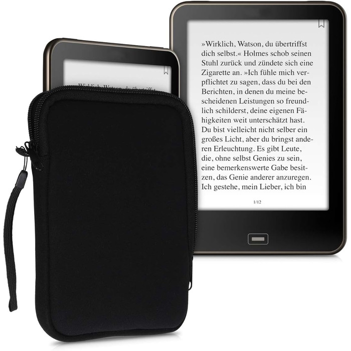 Чохол для eReader kwmobile: захисна сумка-чохол з неопрену, чорний (17 x 12 x 2 см, внутрішні розміри 6' eReader)