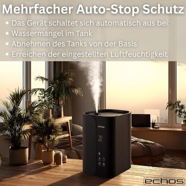 Зволожувач повітря Steinborg® 5 літрів, ультразвуковий, з пульт дистанційного керування, очищувач повітря, гігрометр, LED-дисплей, тихий, потужний, 350 мл/год, відсік для арома-масел, таймер, автовимкнення