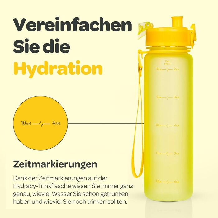 Пляшка для води Hydracy з фруктовим відсіком 500 мл, жовта - BPA-free, з міткою часу, спортивна, герметична