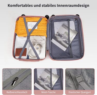 Набір валіз LALAHO 3 шт. з жорстким корпусом, великий дорожній набір, валізи з колесами, ABS+PC, ручна поклажа, набір валіз з жорстким корпусом, м'ятно-зелений (рожеве золото)