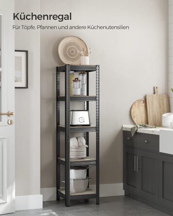 SONGMICS 5-Tier Adjustable Storage Shelf Unit - Vintage Brown & Black
