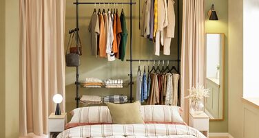 SoBuy Regal System with 3 Clothes Rails and 3 Baskets Telescopic Wardrobe System Adjustable Organization System FRG34-SCH