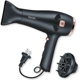 Фен Beurer HC 55 з іонізацією, підйомом кабелю, професійною насадкою та дифузором для об'єму, чорний