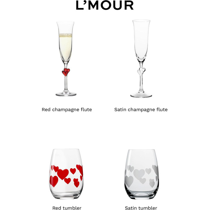 Champagnerські келихи Stölzle Lausitz L'Amour, 2 шт, 175 мл – Ідеальні для шампанського, секти та просекко – Зроблені з кришталевого скла без свинцю, стійкі до пошкоджень, придатні для миття в посудомийній машині