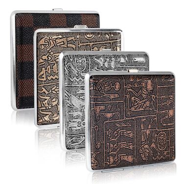 Металеве екіпен для сигарет на 20 штук з гумкою, 10*10*2 см - подарунок для чоловіків та жінок