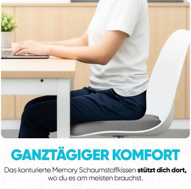 Крісло-подушка FORTEM: м'який, антиковзний наповнювач Memory Foam, сірий дихаючий чохол, для офісного, ігрового та автомобільного крісла