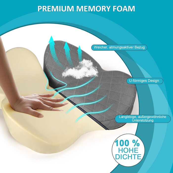 Подушка для сидіння Fwiull з Memory Foam - ергономічна, для авто, софи, офісу, темно-сіра