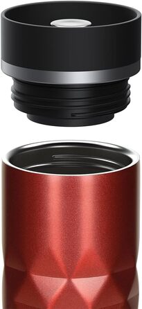 Термокружка Diamond з нержавіючої сталі Elasto Premium 450 мл, з кнопкою, витіканнями, BPA-free, для гарячих та холодних напоїв, матова блискуча (Рубіново-червона)