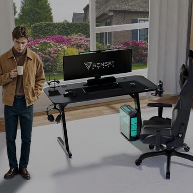 Ігровий стіл SENSE7 Ergonomic для ПК з поверхнею з вуглецевого волокна, 100x50 см, Basic