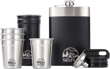 Набір стаканів з нержавіючої сталі SELFLA – стакани та пляшка для кемпінгу, подорожей, альпінізму та пригод – легкі, міцні, легко миються
