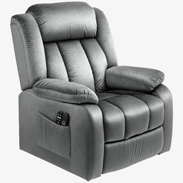 HOMCOM TV Chair with Rise Assist, Electric Recliner with Lie-flat Function, Vibration Massage, Heating Function, TV Chair with Pocket Coil Spring, Side Pocket and Remote Control, Dark Grey | Aosom