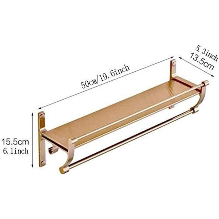 WDSOPK Bathroom Shelf - Single Layer Glass Bathroom Shelf - Wall Mounted Bathroom Storage Shelf (-) (Aluminum Panel, 50cm)