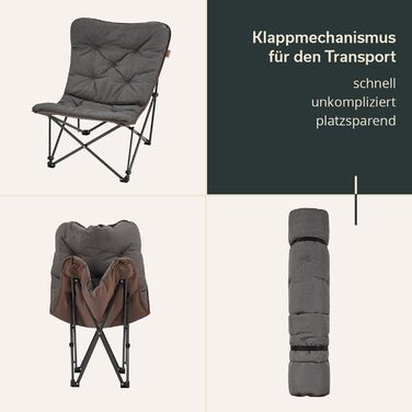 Крісло-трансформер Skandika Moonchair XL/Mala - сіре, для відпочинку на природі та вдома