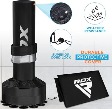 Дитячий боксерський мішок RDX 4 фути зі стійкою, рукавички для тренувань, MMA, кікбоксинг, бокс, бойові мистецтва, муай-тай, партнер для ударів, мішки для ударів, мішки-манекени, вакуумна основа (багатофункціональний) білий 4FT