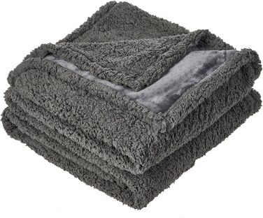 Водонепроникний коврик для собак, миючий, 120 x 100 см, двосторонній, для собак та котів середніх та великих порід, захист дивану та ліжка, м'який Sherpa Fleece та фланель, сірий L (120 x 100 см)