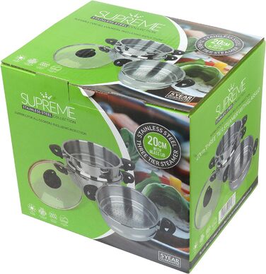 Набір пароварки Pendeford з нержавіючої сталі, 3 яруси, 20 см