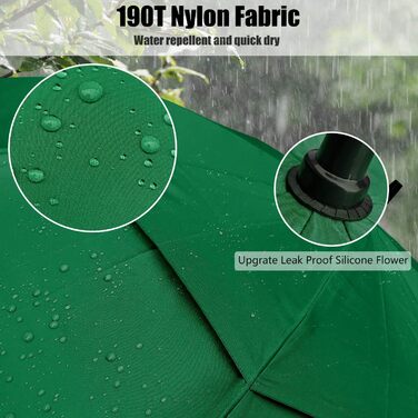 Вітростійкий парасолька великого розміру XL/XXL з автоматичним відкриванням та подвійним вентиляційним отвором - високоякісний тростиночний парасолька для жінок та чоловіків, ідеальний як гольф-парасолька (темно-зелений, 62 дюйми/157 см)