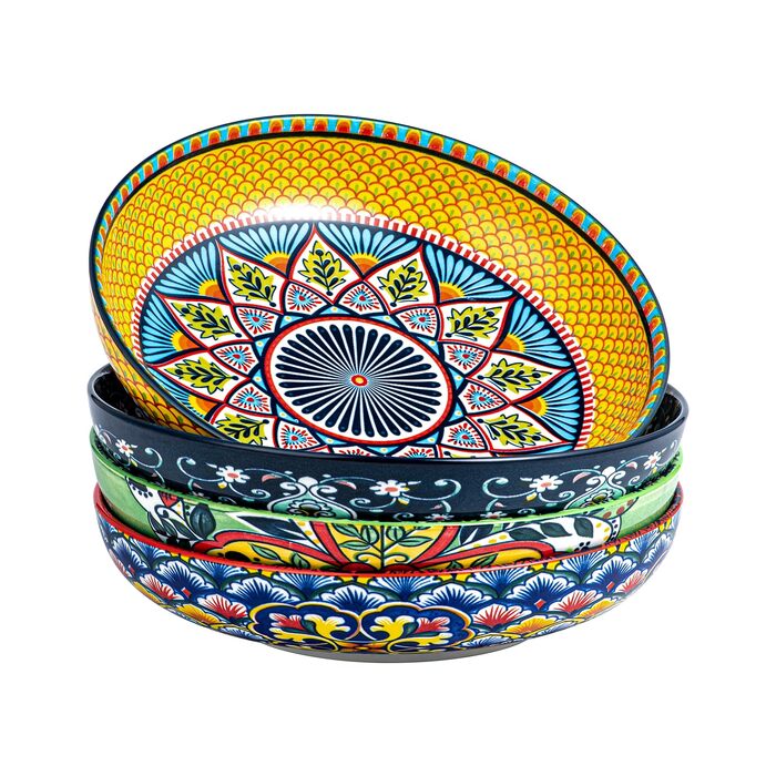 Набір салатниць з порцеляни HENXFEN (4 шт.) - 1000 мл, для салату, супу, пасти, богемський стиль