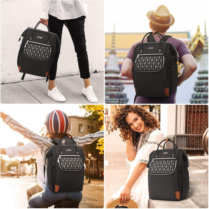 Жіночий рюкзак, шкільний рюкзак для дівчаток-підлітків, рюкзак для ноутбука 15.6 дюймів з захистом від крадіжки, робочий рюкзак для подорожей та походів (Чорний)