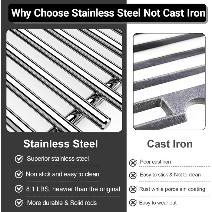 Решітка для гриля Weber Spirit I & II E210, E220, S210, S220 (з передніми кнопками), 2 шт. (нержавіюча сталь)