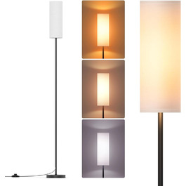 Світлодіодна торшер 9W з регулюванням яскравості, 3 колірні температури, Е27, абажур з льону, вимикач на корпусі, вінтажний дизайн, сірий