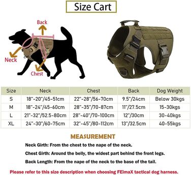 FEIMA Tactical Dog Harness with Handle Military Mesh Working Tactical Dog Vest Chest Harness for Large Dogs No Pull Adjustable Vest for Walks Training (Army Green, S) Army Green S