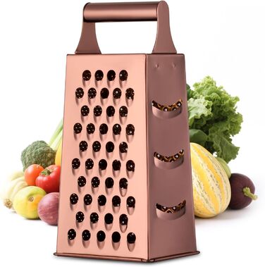 Нержавійна тертка YDware для овочів, квадратна, 23,7 см, рожеве золото