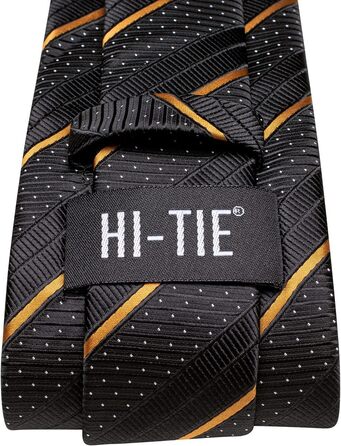Набір краваток Hi-Tie чоловічих шовкових (рожева, блакитна, чорна) з нагрудною хусткою, запонками та затискачем для краватки - ідеальний подарунок на весілля