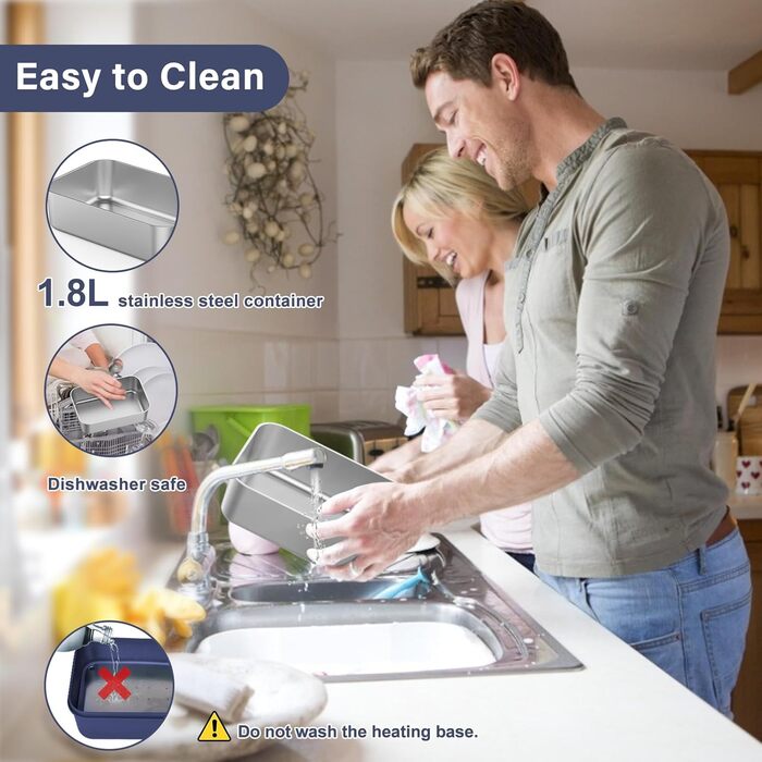 Електрична ланчбокс 100W для дорослих, 3-в-1, 12/24/220V з термоізоляцією, Besteck та ізольованою сумкою, 1.8L, для авто, офісу, синій