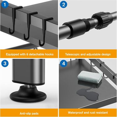 Підставка для мікрохвильової печі та кухонного обладнання з 6 гачками (сіра)