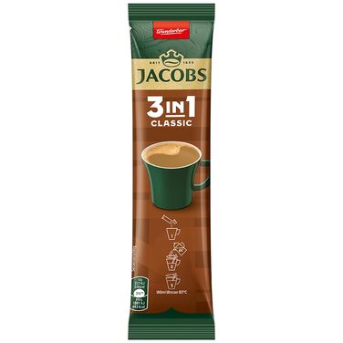 Кава розчинна 3в1 Jacobs Classic зі сливками та цукром, стіки (120 шт x 12 г), 1.44 кг