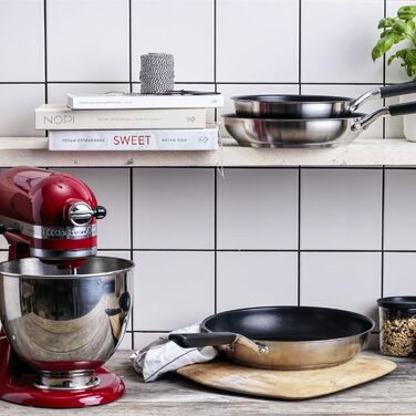 Пательня KitchenAid Edelstahl 28 см - 3-шарова конструкція з нержавіючої сталі, індукційна, для духовки, з ергономічною ручкою